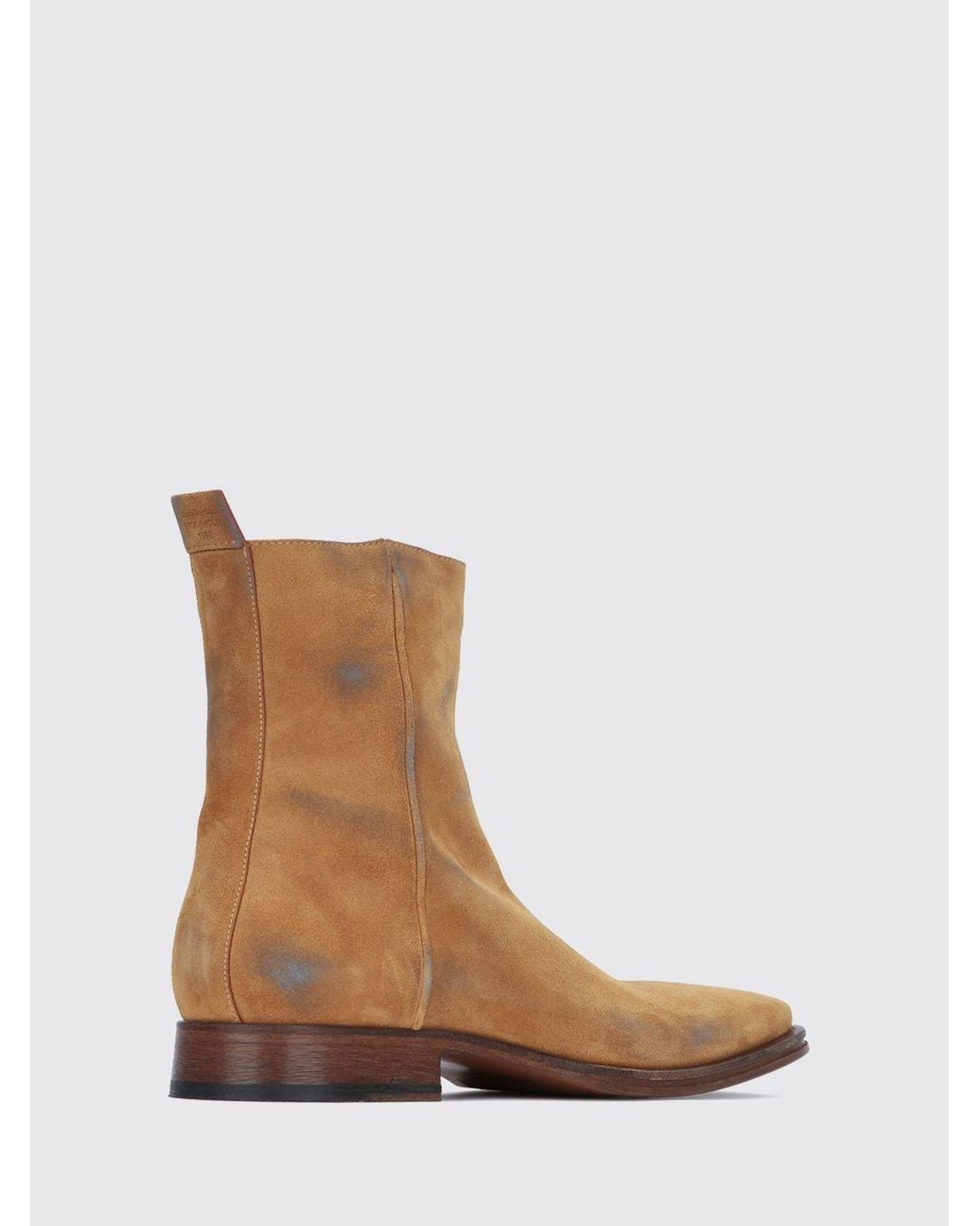 Acne White Suede Ankle Boots With Square Toe And Distressed Effect for men