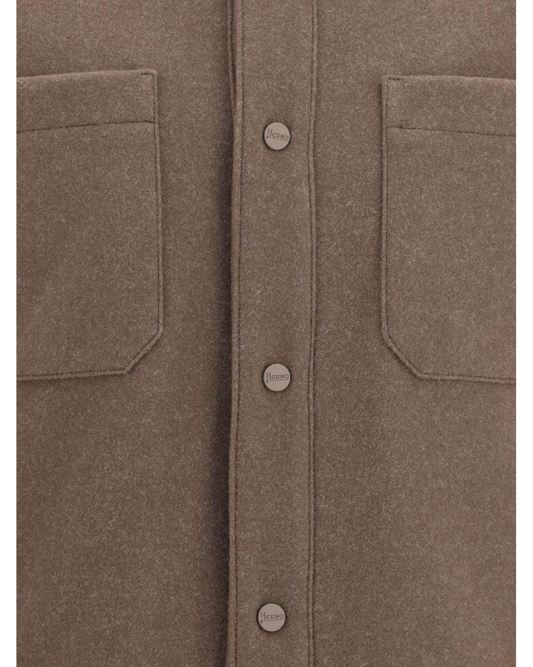 Herno Brown Viscose Blend Shirt Jacket With Classic Collar And Pockets for men