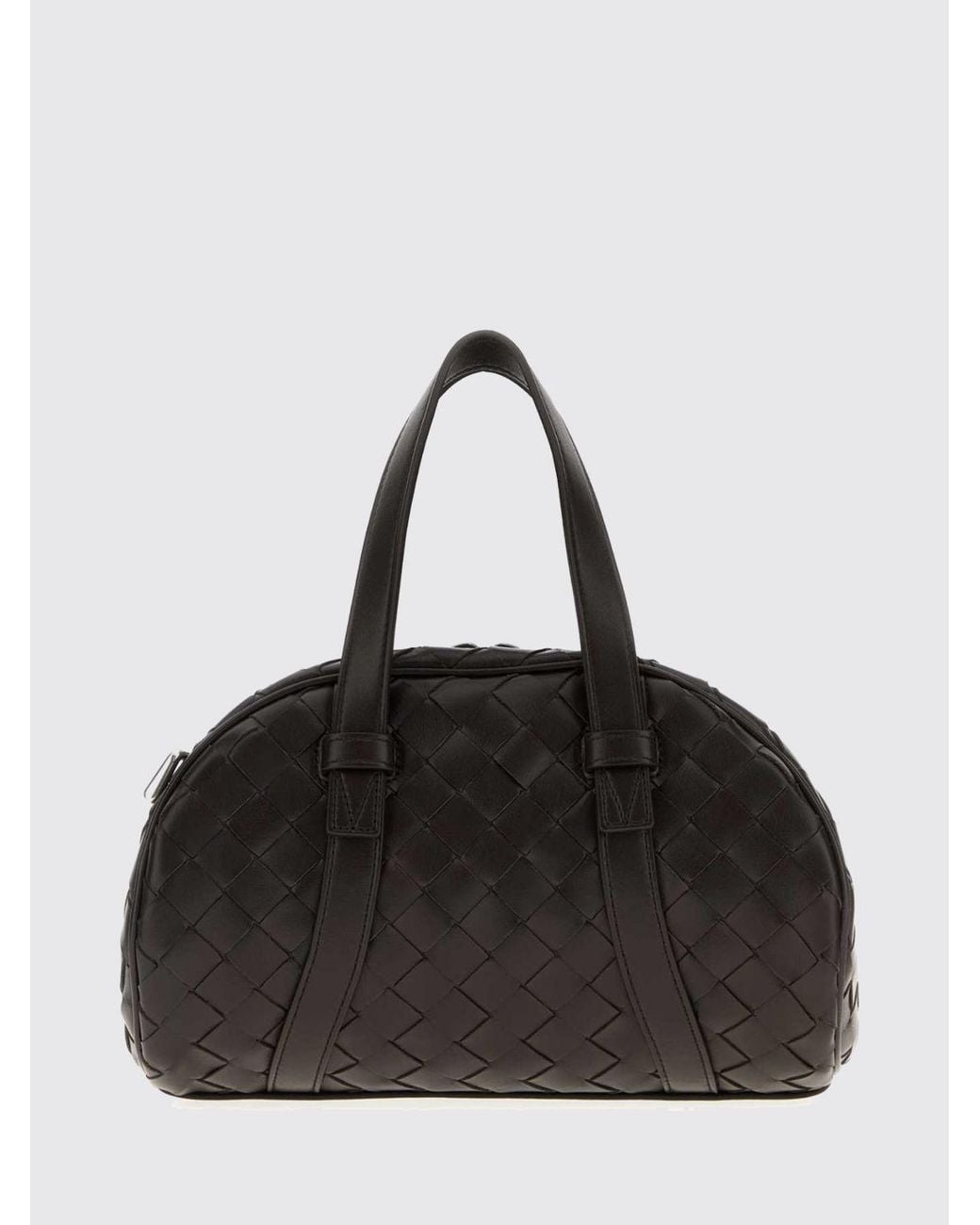 Bottega Veneta Black Intrecciato Leather Bowling Bag With Double Handle And Zip Closure for men