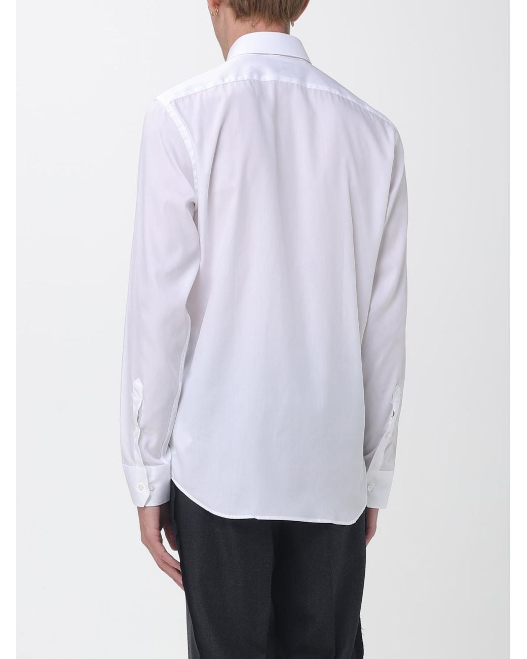 Brooksfield White Striped Cotton Twill Slim Fit Shirt With French Collar for men
