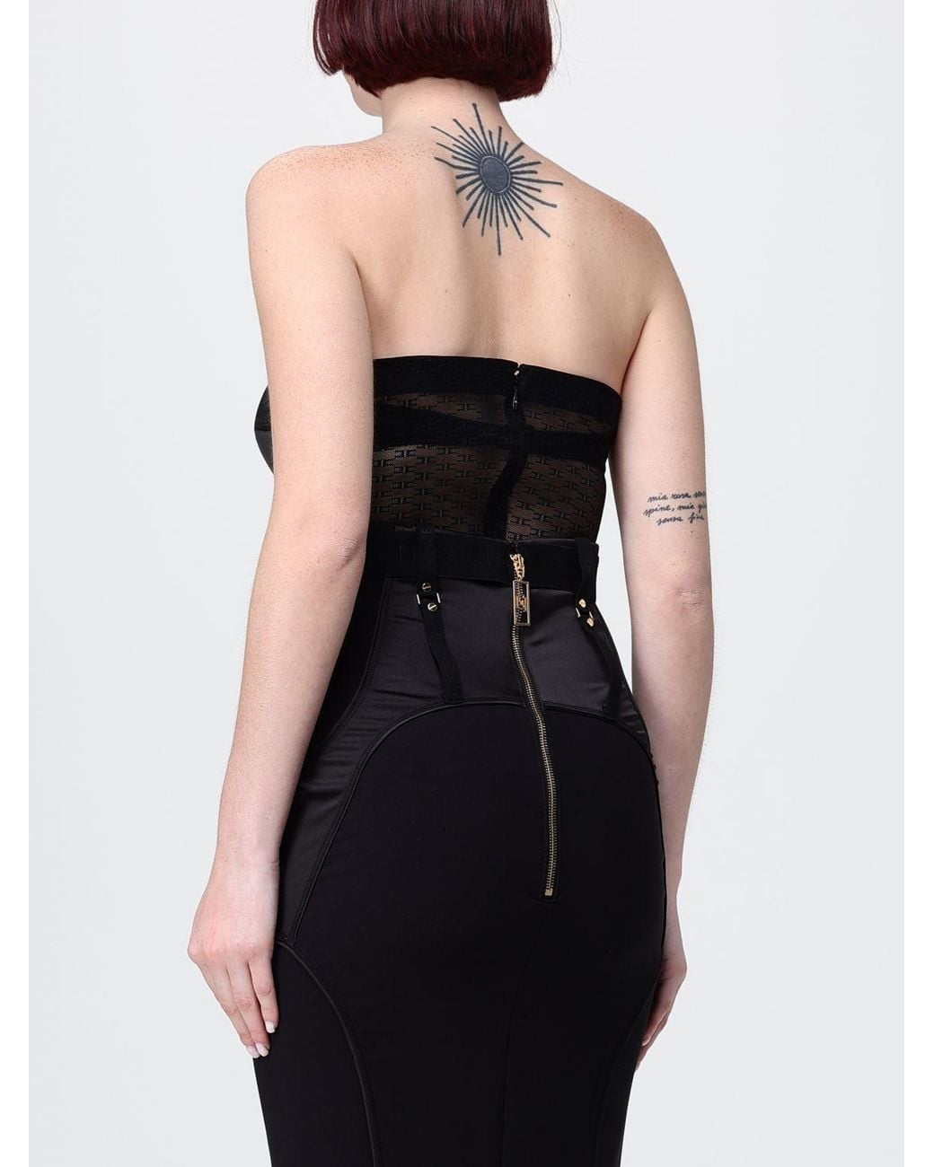 Elisabetta Franchi Black Jersey Bustier Top
