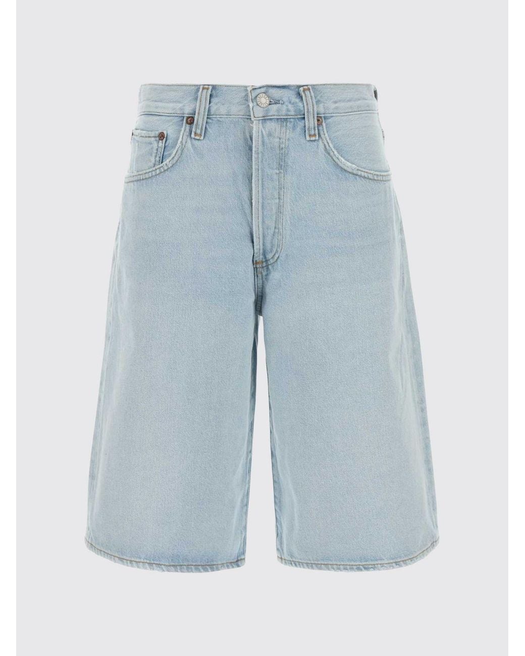 Agolde Blue High-Waisted Knee-Length Shorts