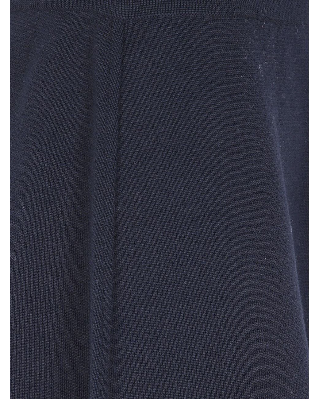 Mrz Blue Pure Virgin Wool Knit Palazzo Trousers With High Elastic Waist