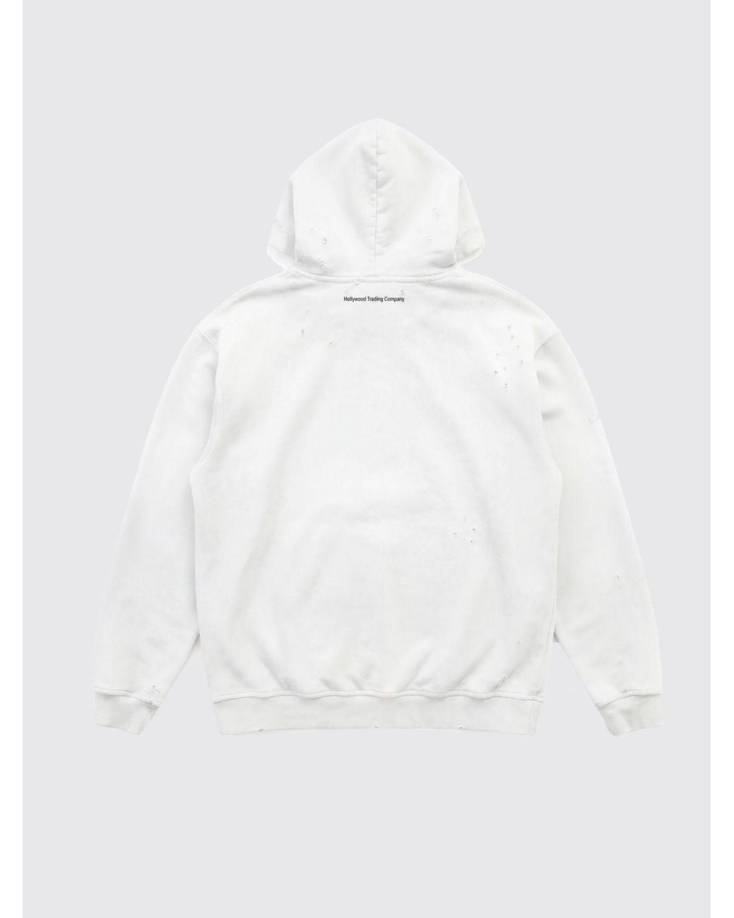 HTC White Oversized Studded Cotton Hoodie With Embroidery for men