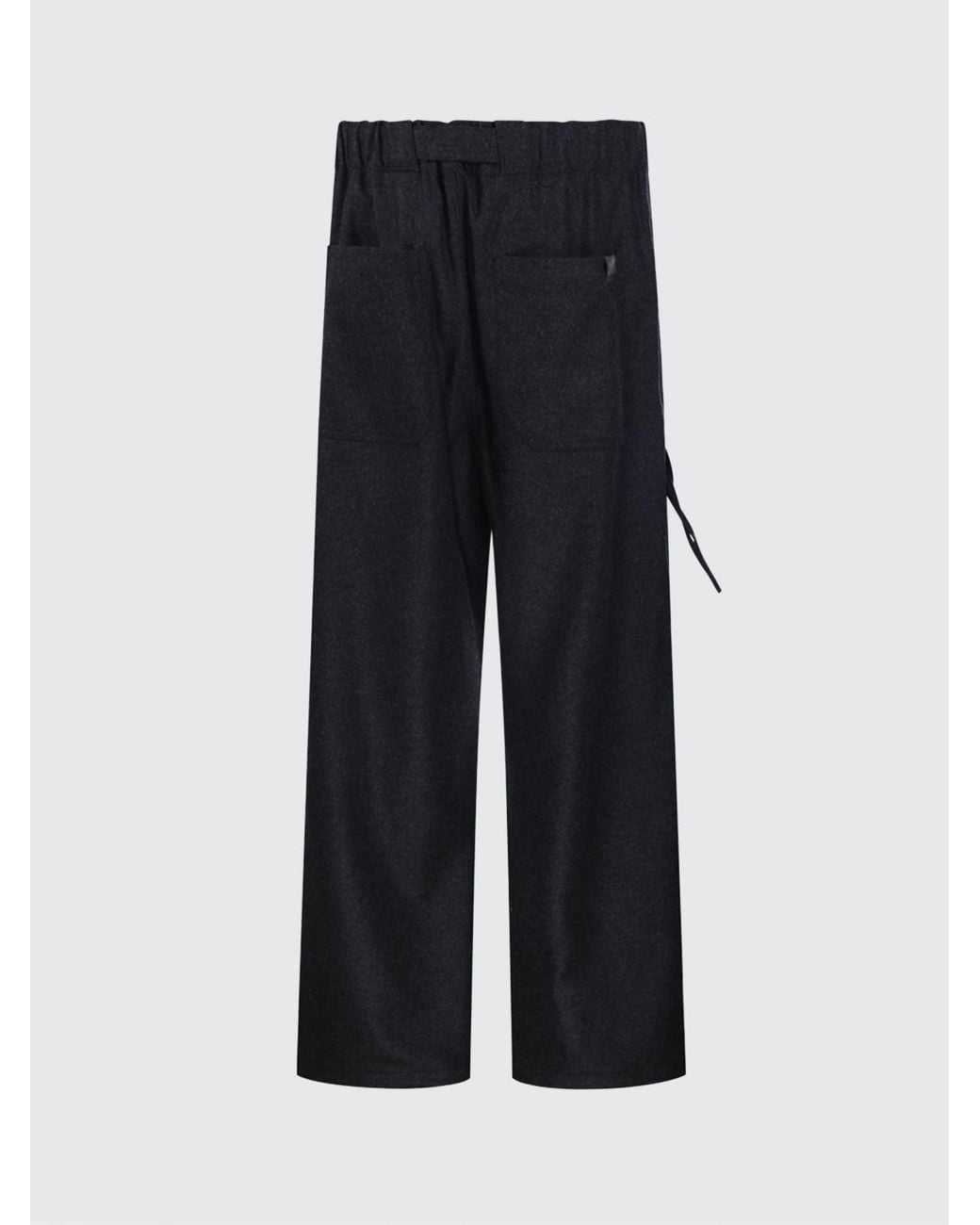 DARKPARK Black Wide-Leg Virgin Wool Trousers With Belt for men