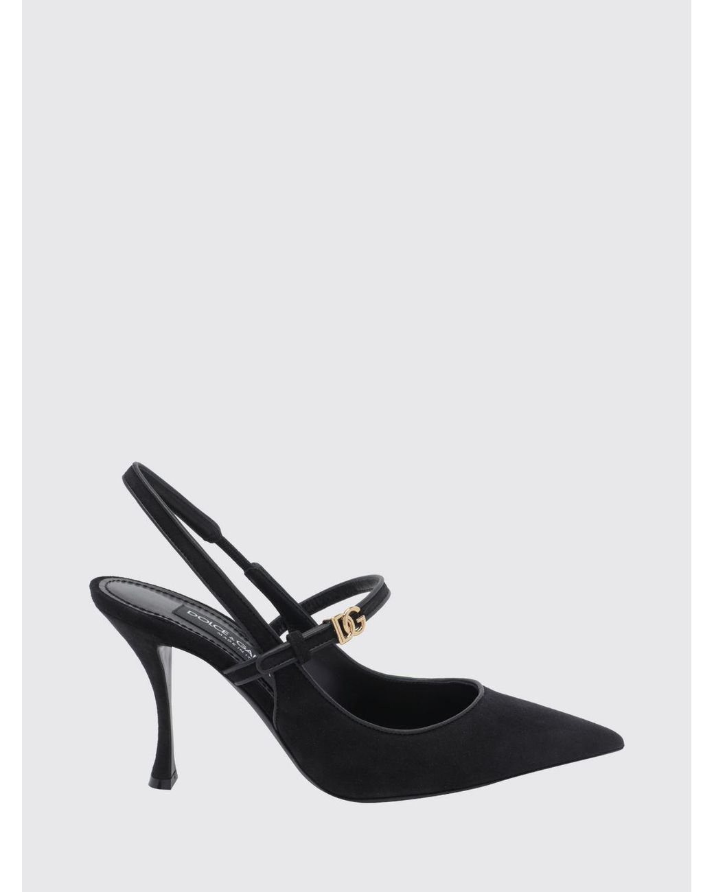 Dolce & Gabbana Black Dolce &Amp Gabbana Suede Slingback Pumps With Dg Monogram And Stiletto Heel