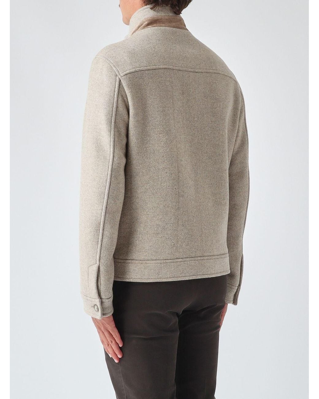 Fay Natural Short Wool Coat With High Neck And Iconic Toggles for men