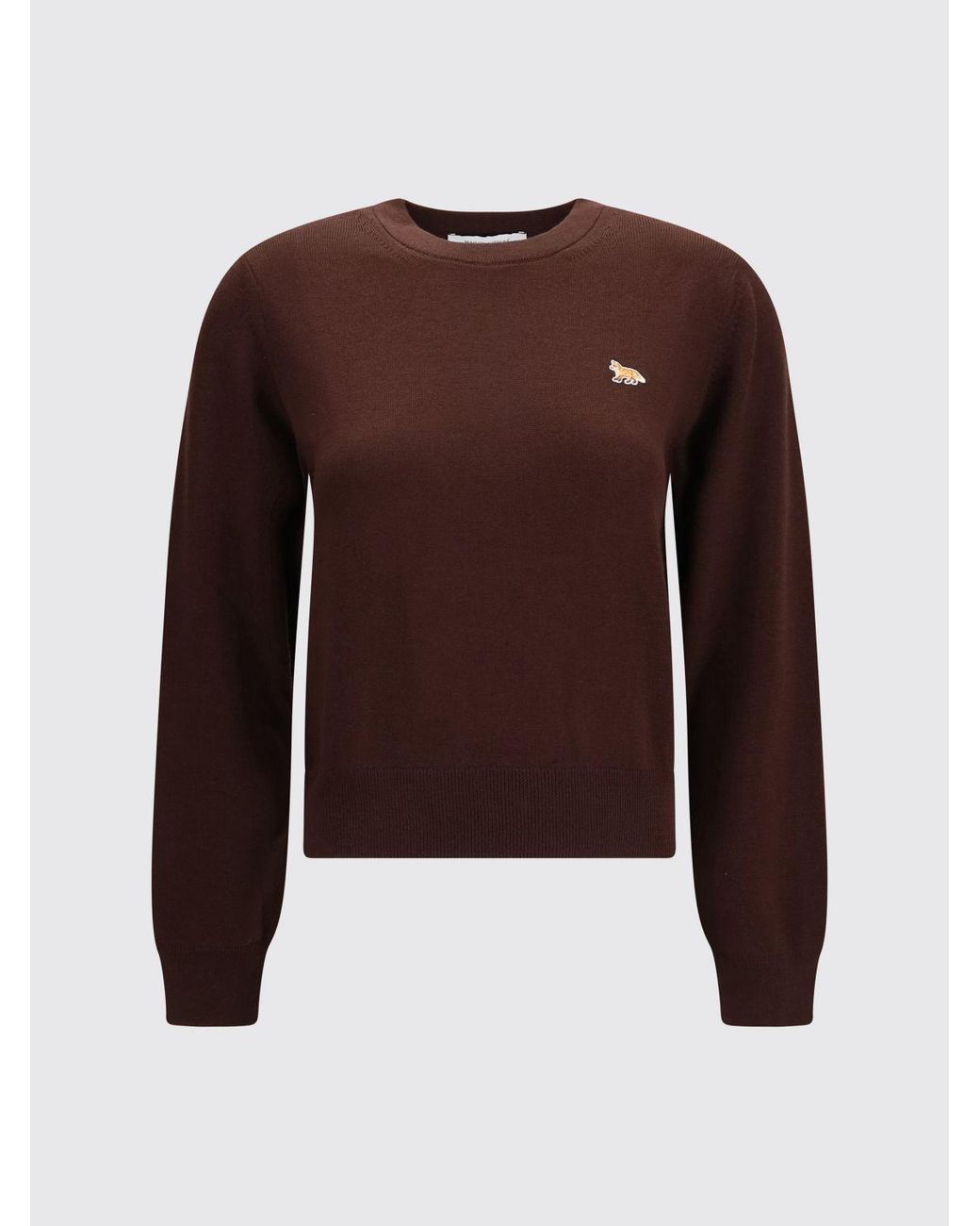 Maison Kitsuné Red Maison KitsunÉ Crewneck Wool Jumper With Ribbed Trims And Applied Logo