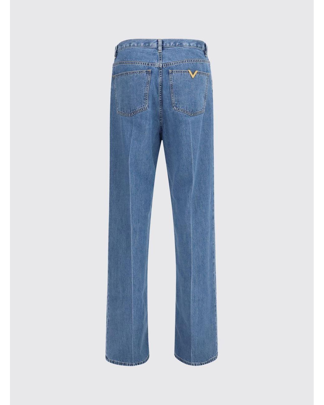 Valentino Garavani Blue Straight-Leg Cotton Denim Jeans With Rear Logo for men