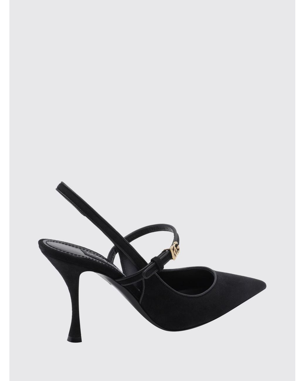 Dolce & Gabbana Black Dolce &Amp Gabbana Suede Slingback Pumps With Dg Monogram And Stiletto Heel