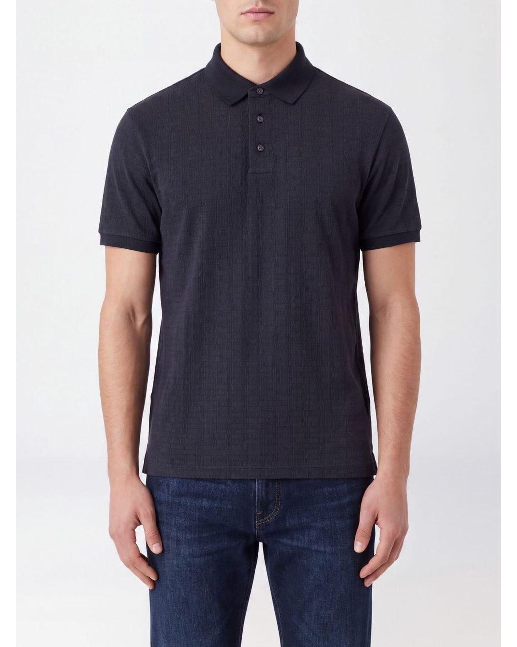 Emporio Armani Blue Short-Sleeved Cotton Piqué Polo Shirt for men