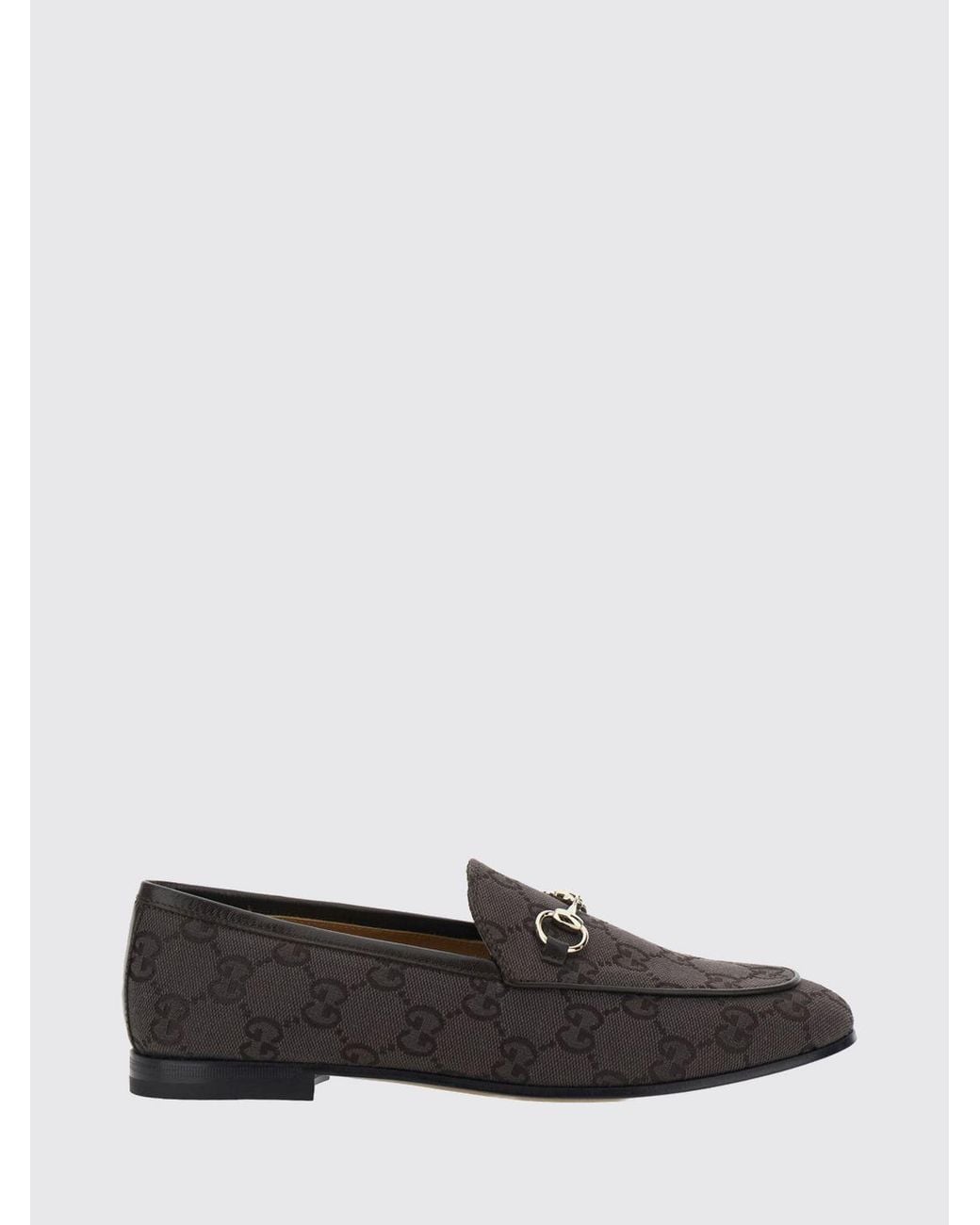 Gucci White Gg Jacquard Fabric Loafers With Horsebit Detail