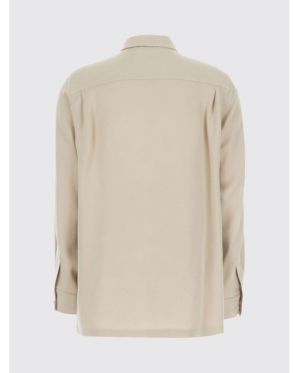 Camisa De Seda Pura Con Tapeta De Botones Oculta Max Mara de color Natural