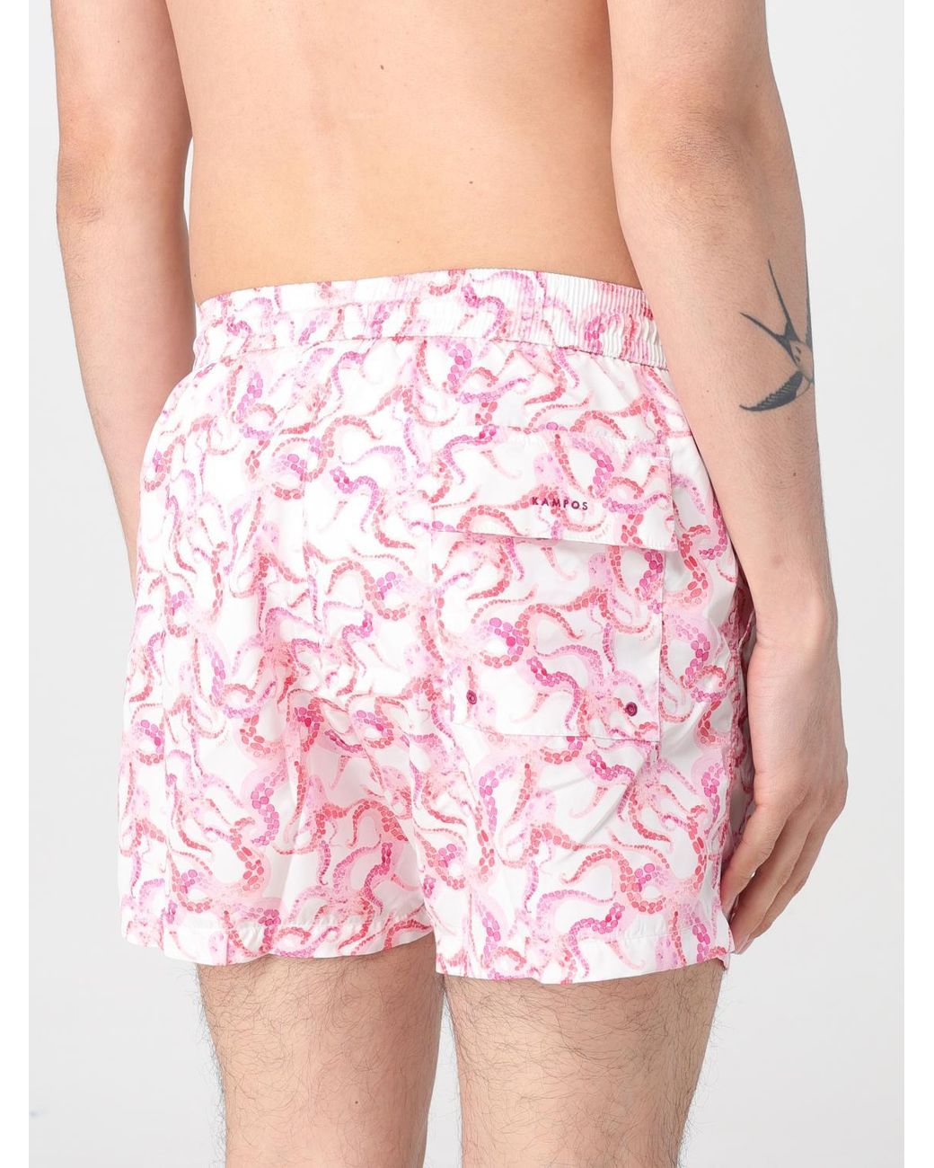 Kampos Pink Patterned Nylon Swimsuit for men