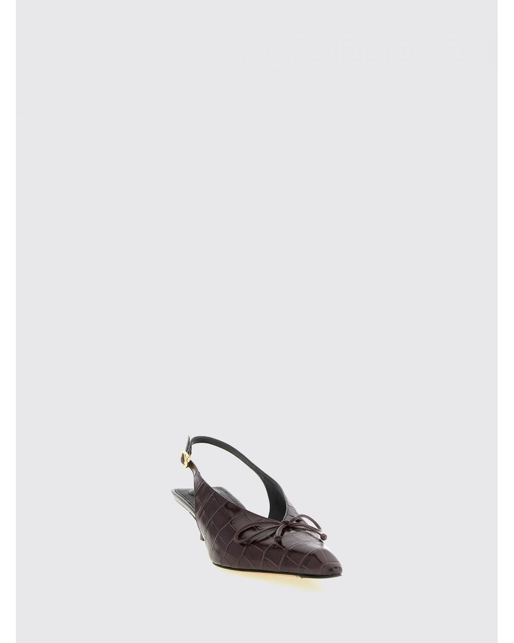 Jacquemus White The Cubisto Croc-Effect Leather Slingback Pumps With Bow