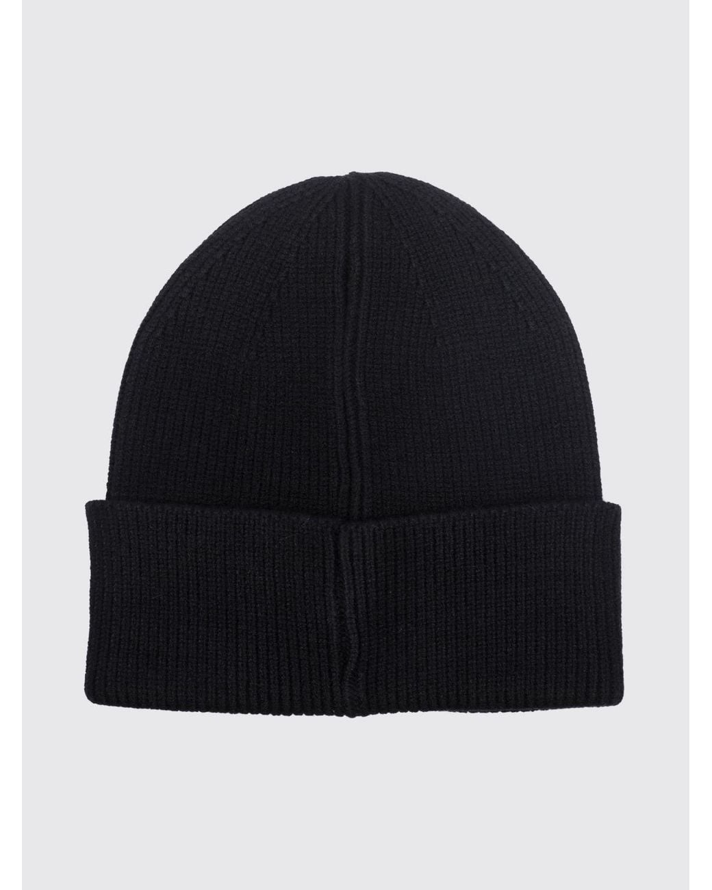 Liu Jo Blue Rib-Knit Beanie With Cuff And Rhinestone Logo