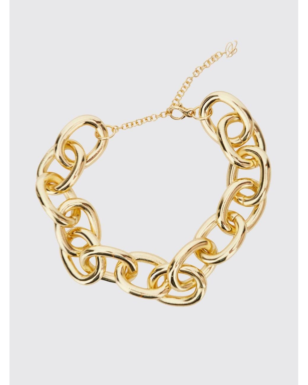 Blumarine Metallic Chromed Brass Choker Necklace With Logo Detail