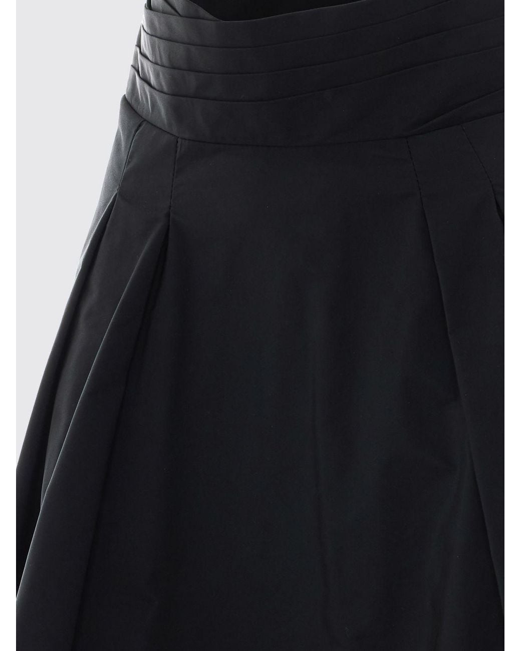Elisabetta Franchi Black High-Waisted Crêpe Full Midi Skirt