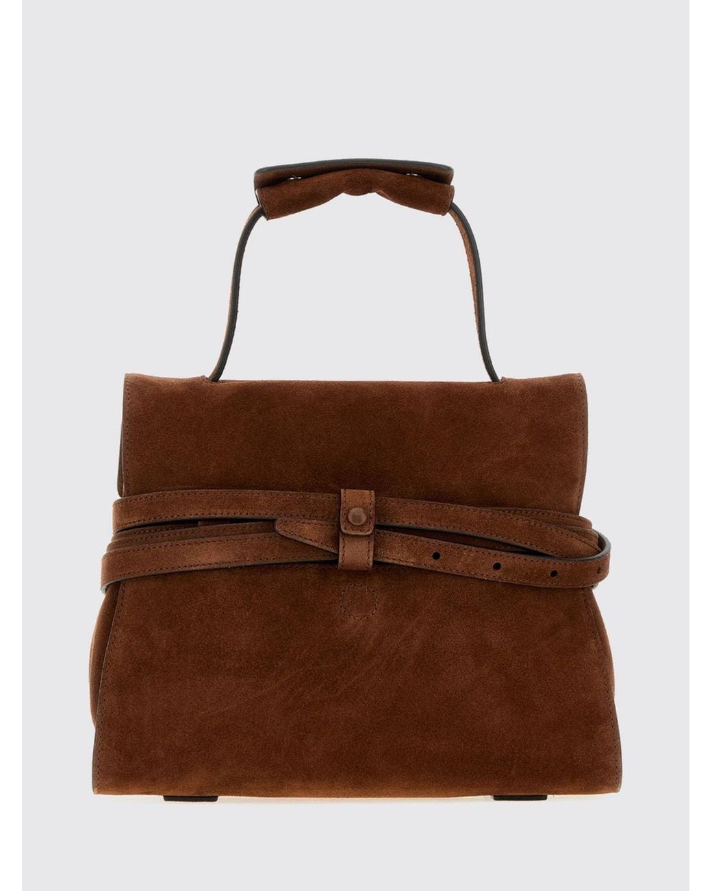 Moschino Couture Brown Tie Me Suede Handbag With Shoulder Strap