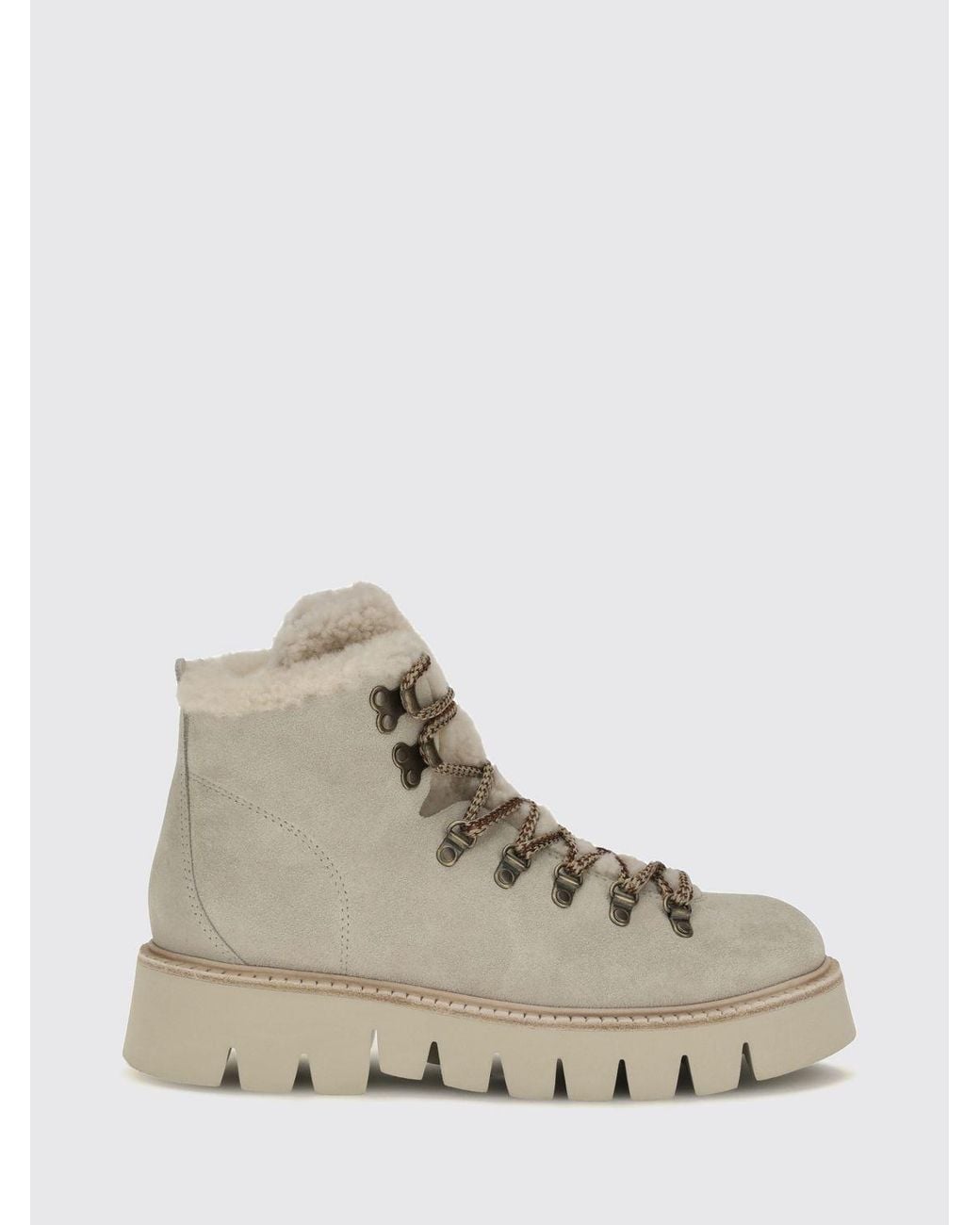 Pedro Garcia Natural Suede Outdoor Ankle Boots With Shearling Lining