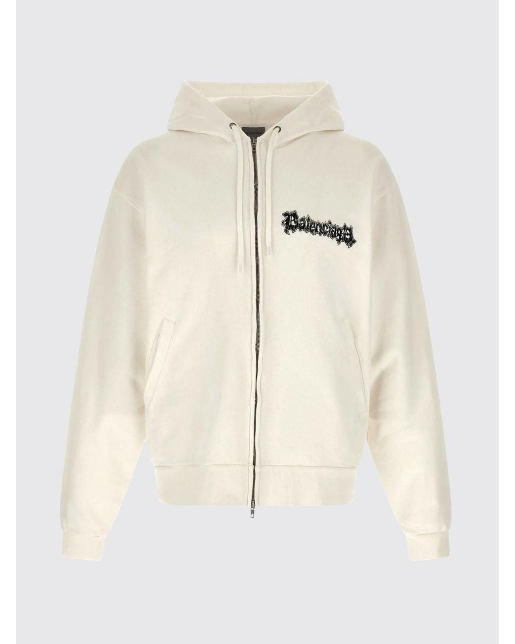Balenciaga Natural Printed Cotton Hoodie for men