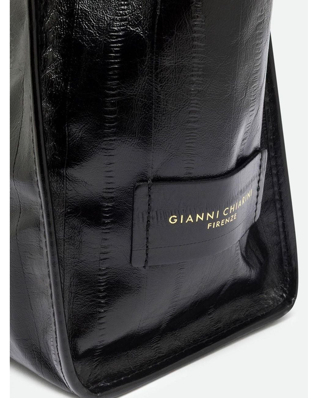 Gianni Chiarini Black Marcella Calfskin Leather Shoulder Bag With Laminated Logo