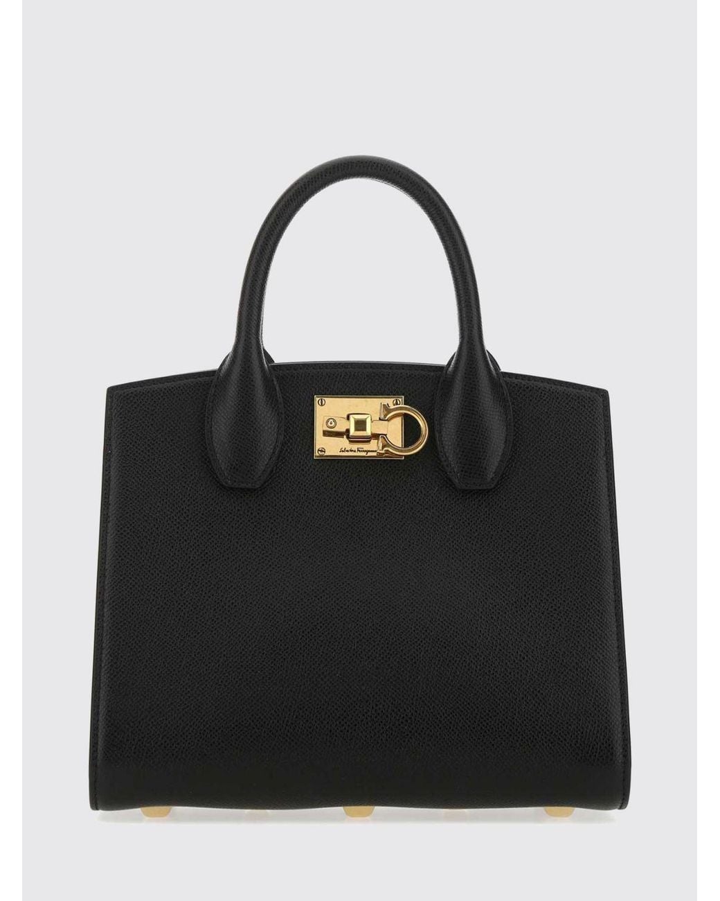 Ferragamo Black Studio Box Bag Leather Handbag