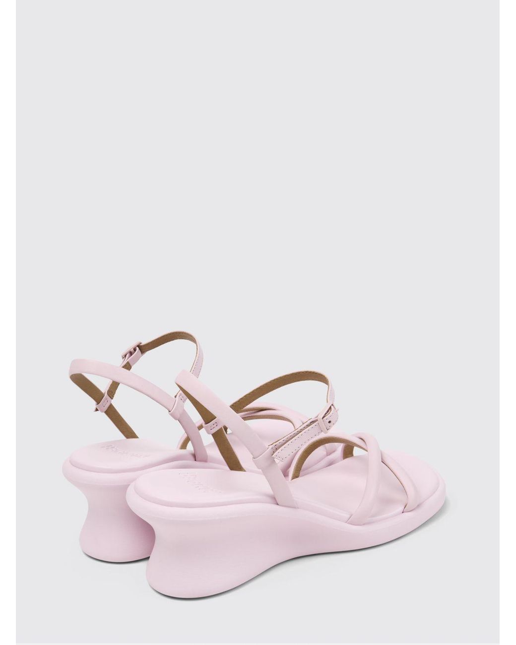 Camper Pink Louise Leather Wedge Sandals