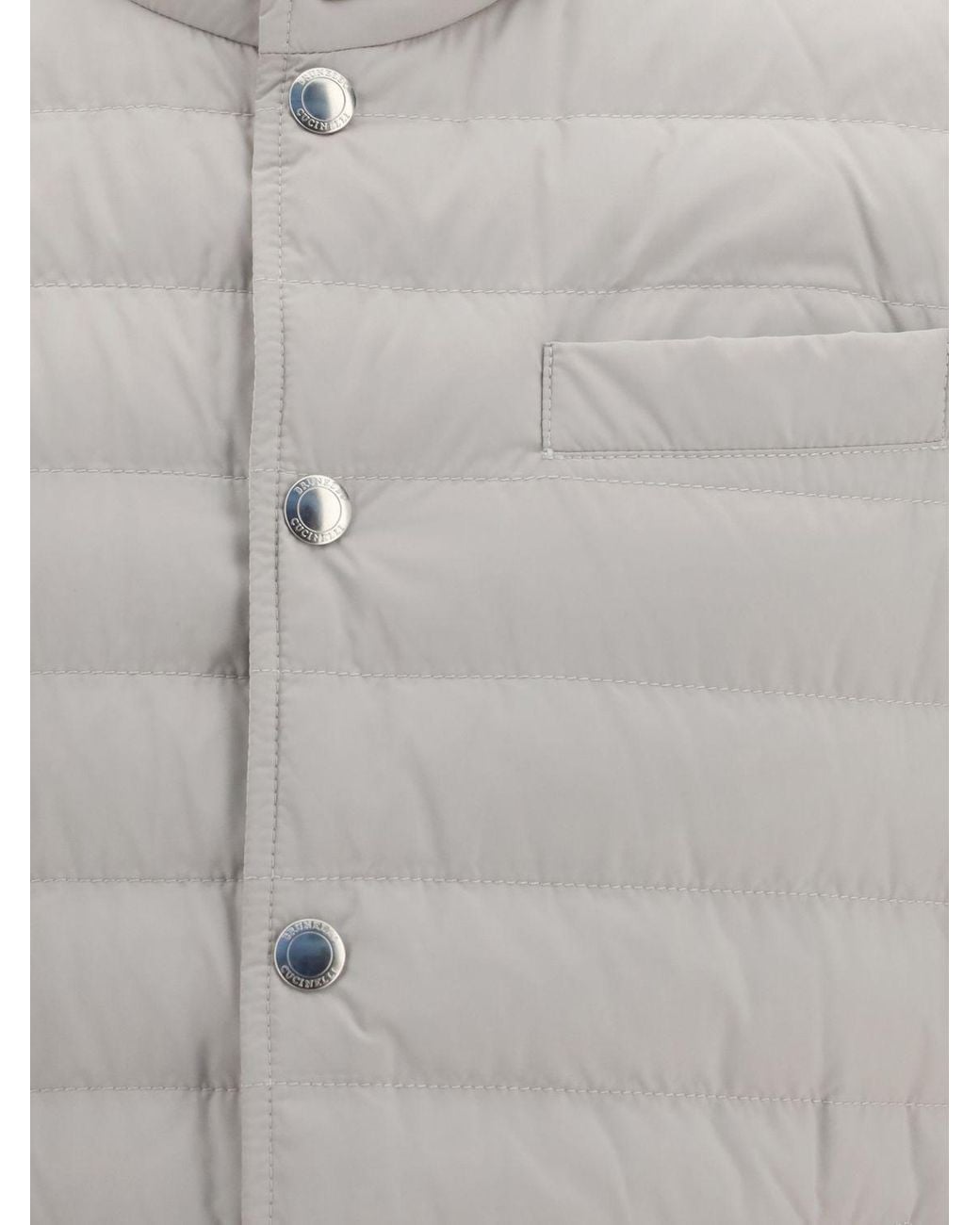 Brunello Cucinelli Gray Water-Repellent Nylon Padded Gilet With High Neck for men
