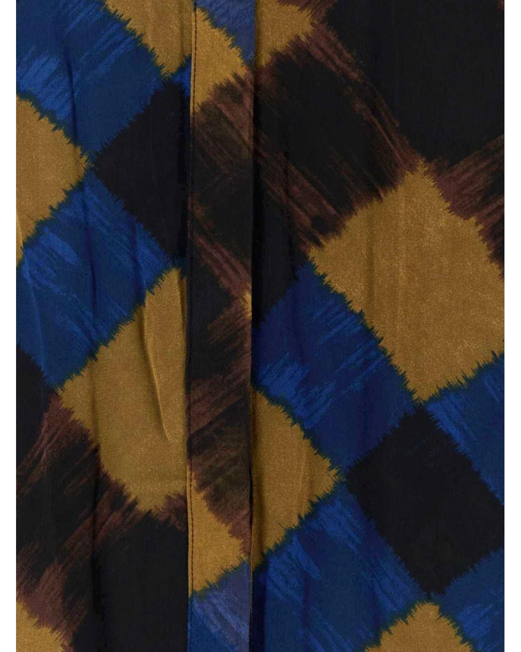 Diane von Furstenberg Blue Diamond Pattern Silk Pussy-Bow Shirt