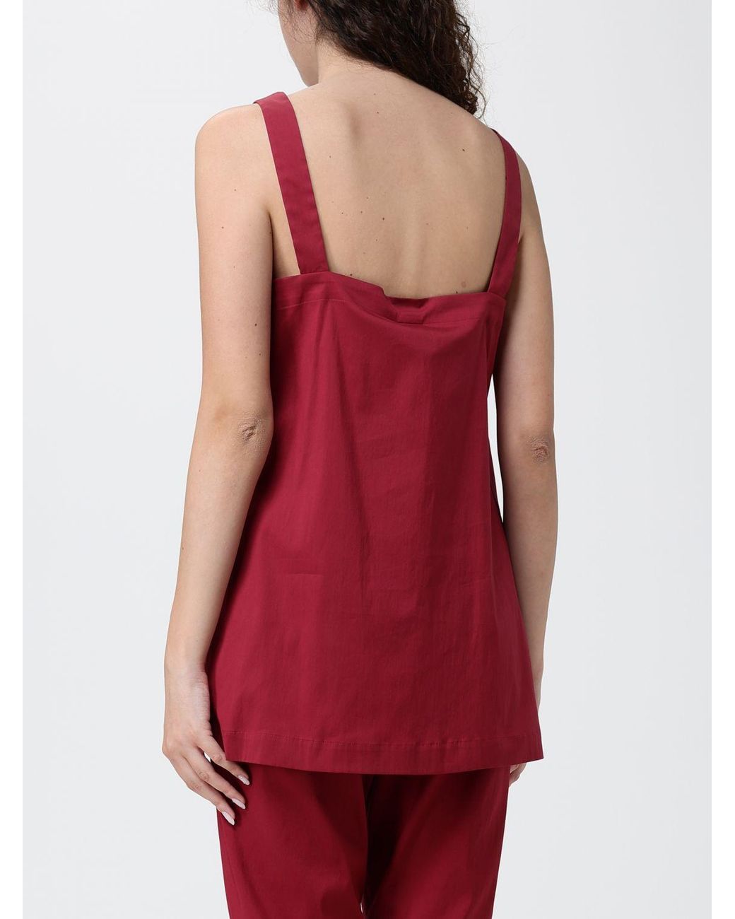 Max Mara Red Straight-Neck Off-Shoulder Top