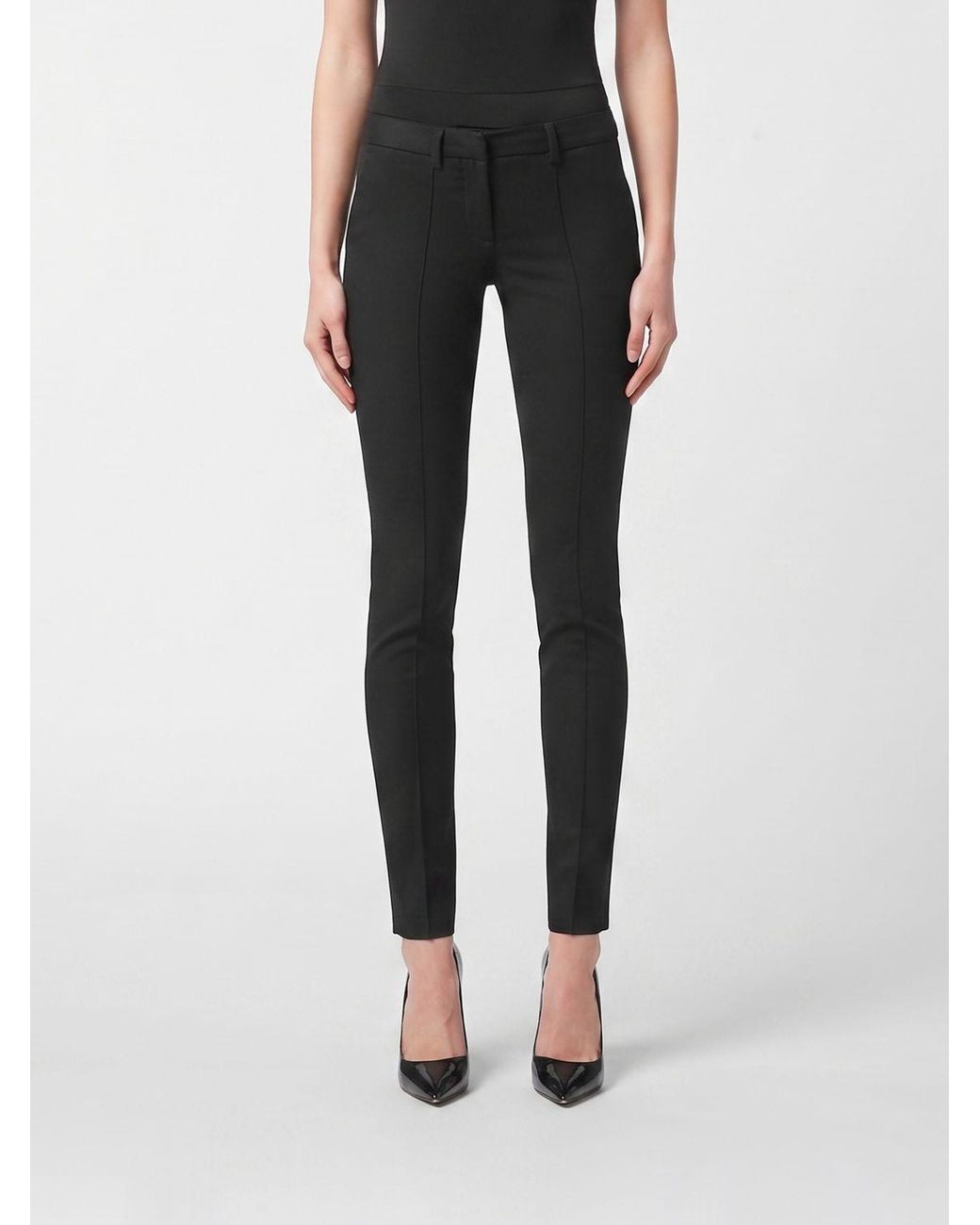 Philipp Plein Black Mid-Rise Skinny Stretch Cady Trousers With Hexagon Logo