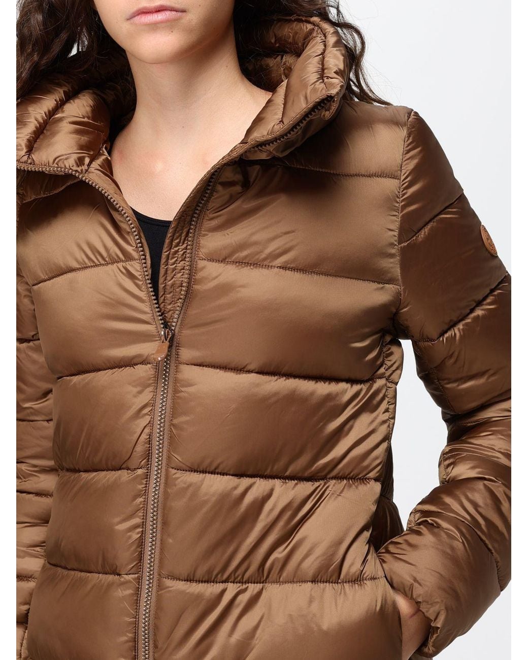 Save The Duck Brown Matilda Knee-Length Puffer Jacket With Hood