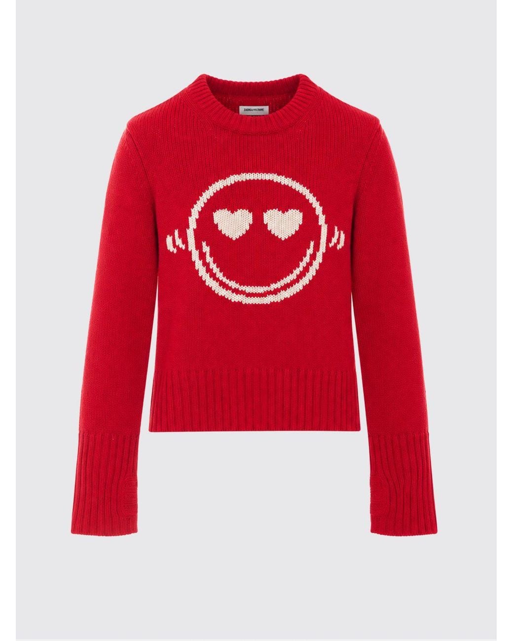 Zadig & Voltaire Red Zadig &Amp Voltaire Jacquard Merino Wool Crewneck Jumper With Abstract Pattern