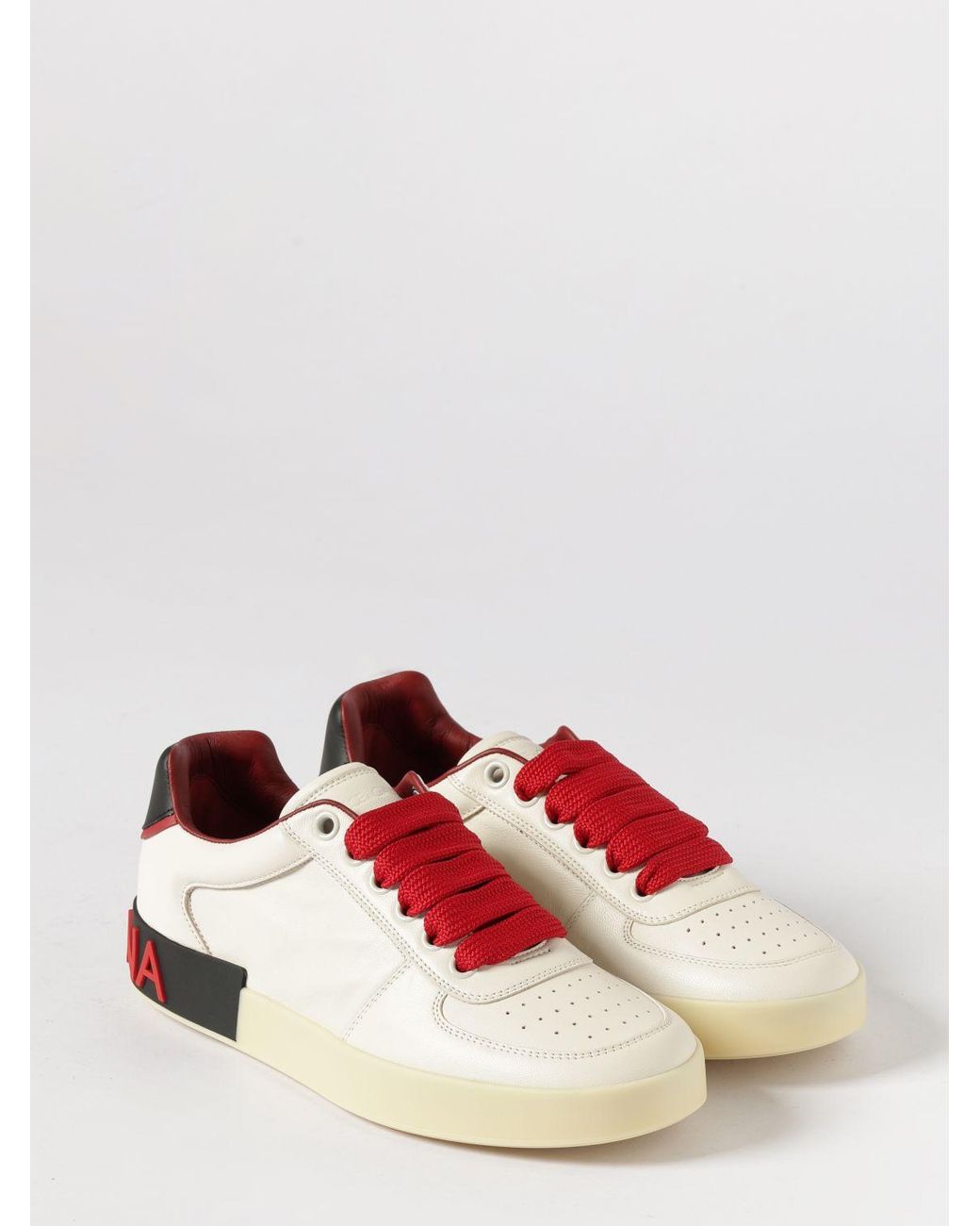Dolce & Gabbana Pink Dolce &Amp Gabbana Portofino Nappa Leather Sneakers for men