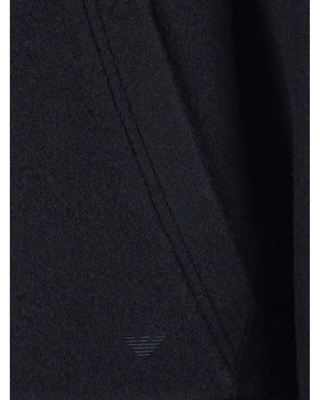 Emporio Armani Blue Hooded Wool And Cotton Blend Zip-Up Sweatshirt for men