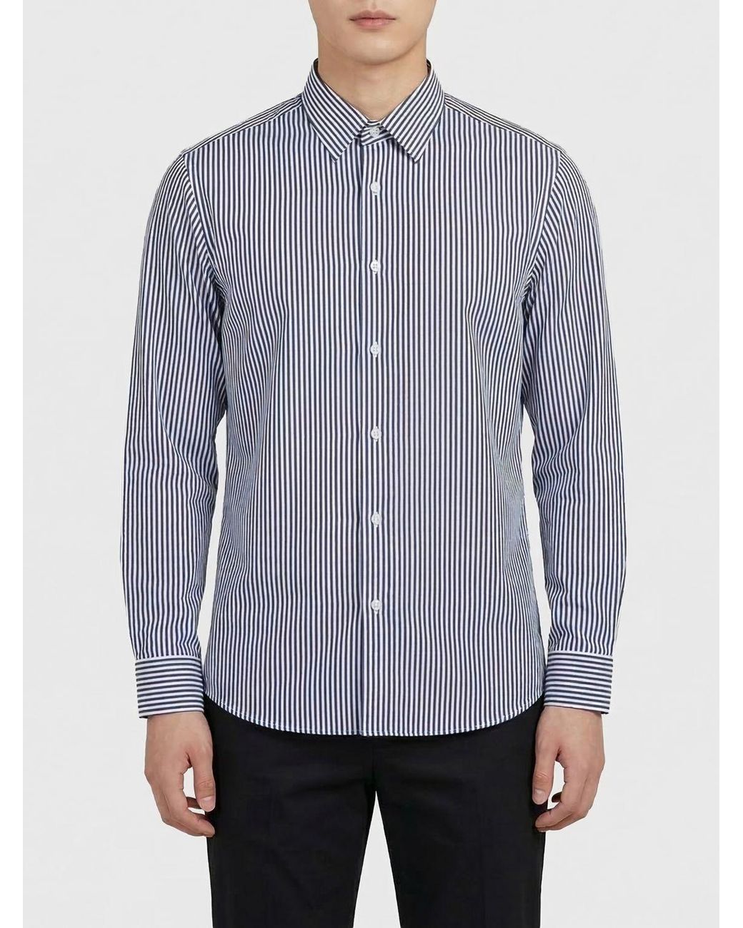 Tom Ford Blue Striped Cotton And Silk Shirt for men