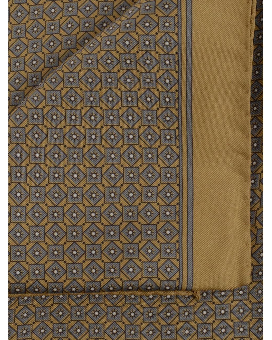 Saint Laurent Green Geometric Print Silk Twill Scarf for men