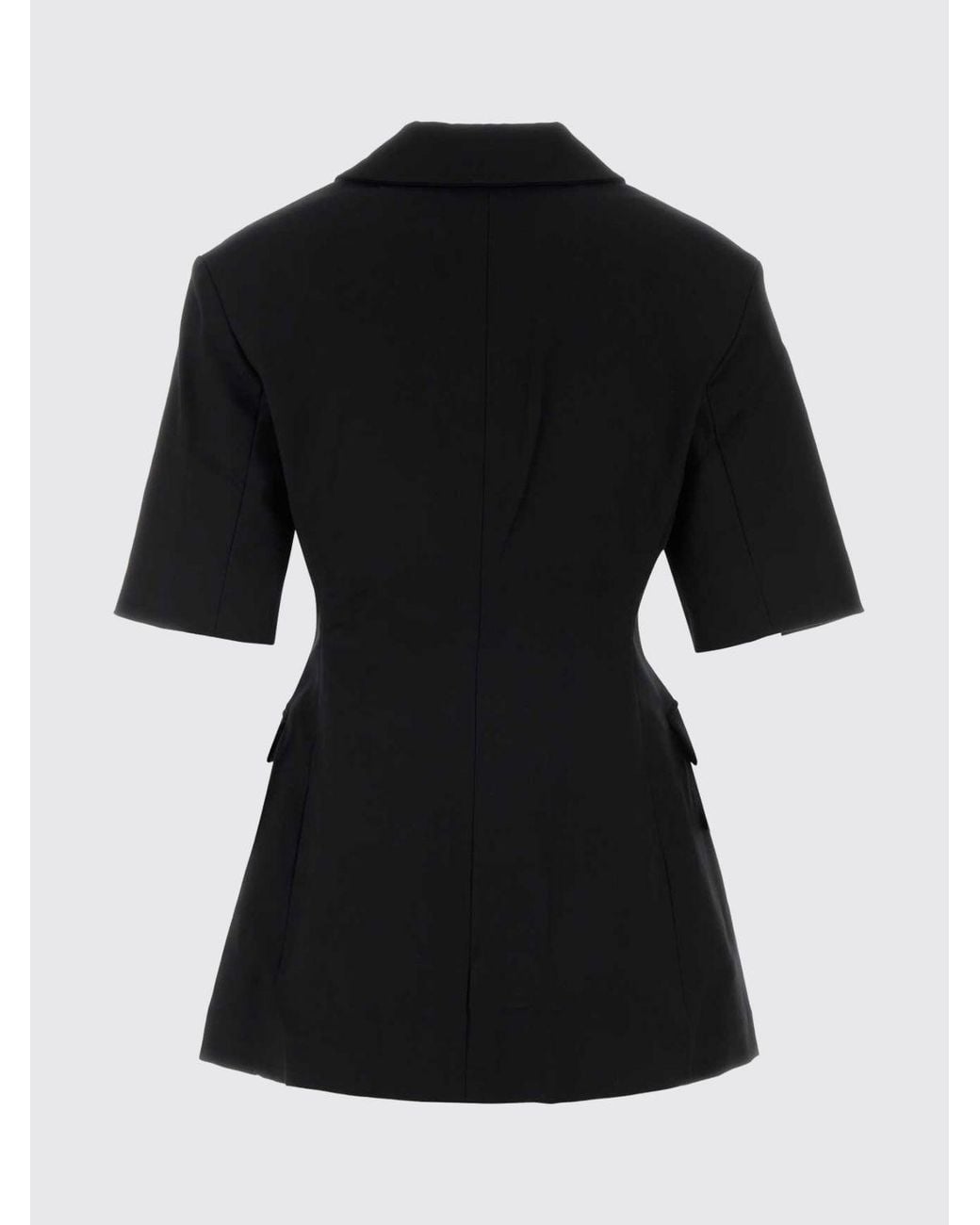Ganni Black Short-Sleeved Cropped Double-Breasted Blazer