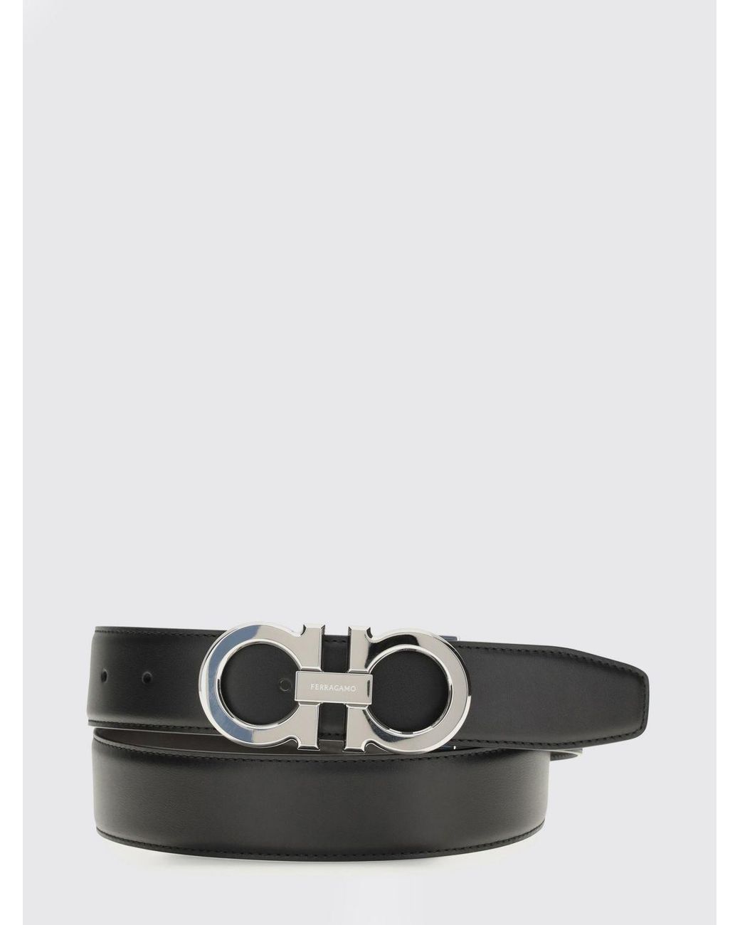 Ferragamo White Gancini Calfskin Leather Belt for men