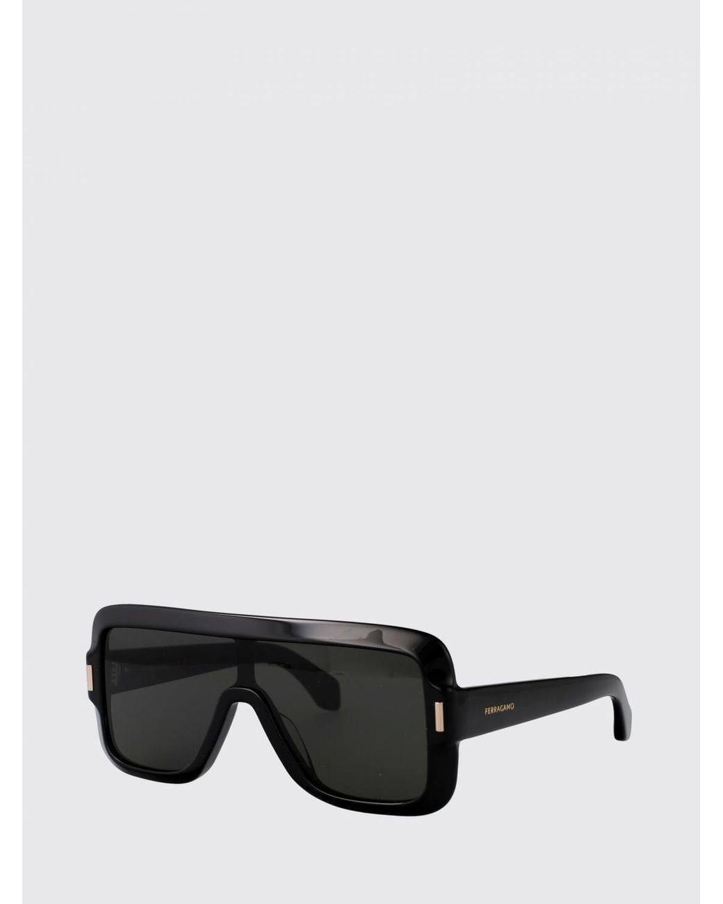 Ferragamo Black Tortoiseshell Rectangular Shield Sunglasses