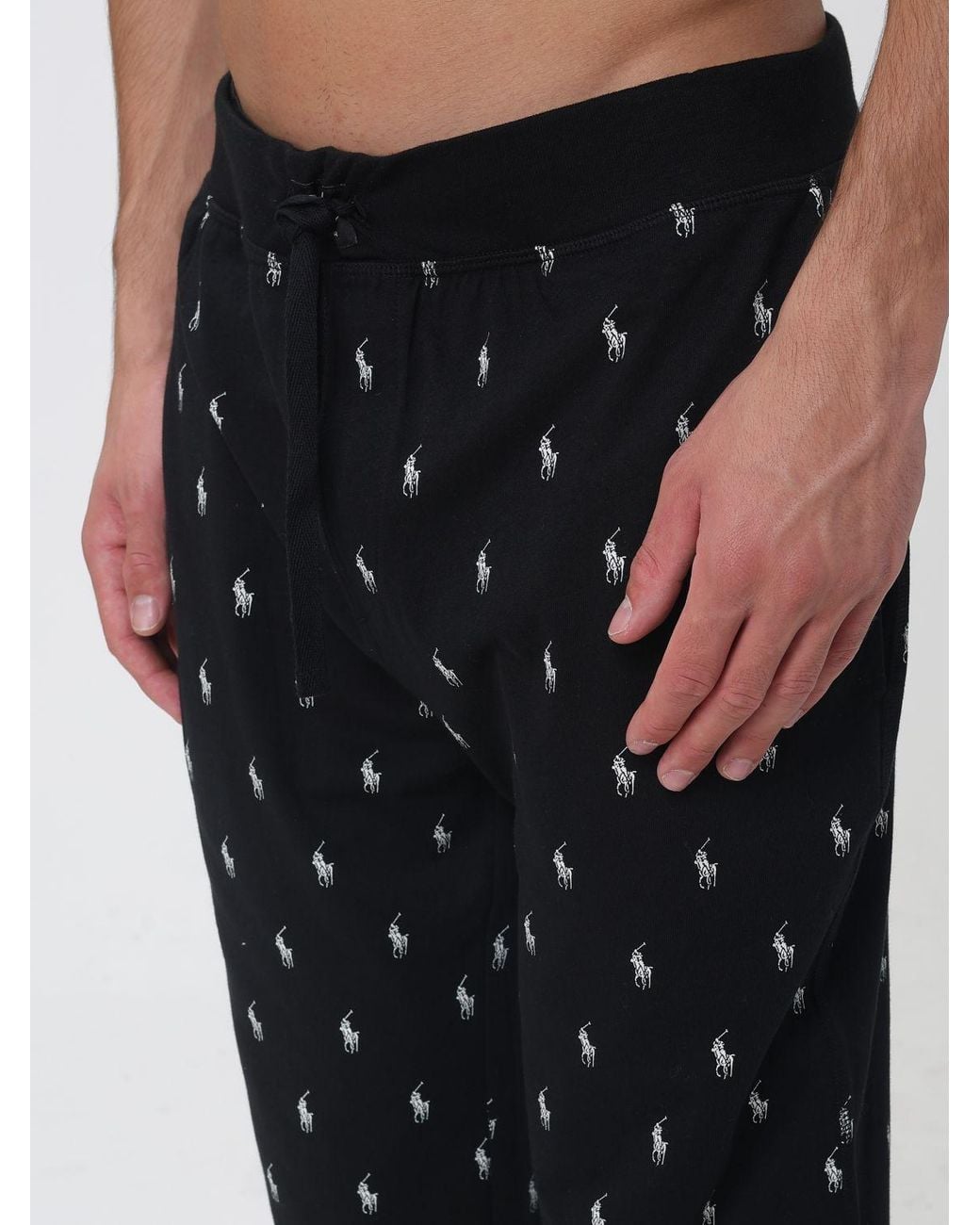 Polo Ralph Lauren Black Pony Logo Cotton Lounge Jogging Trousers