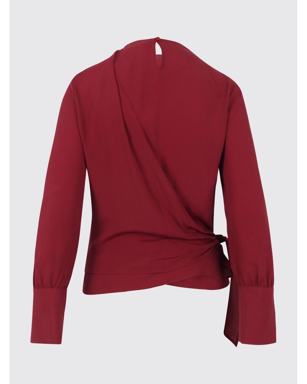 FEDERICA TOSI Red Draped Viscose Blouse With Ruched Shoulders And Belt