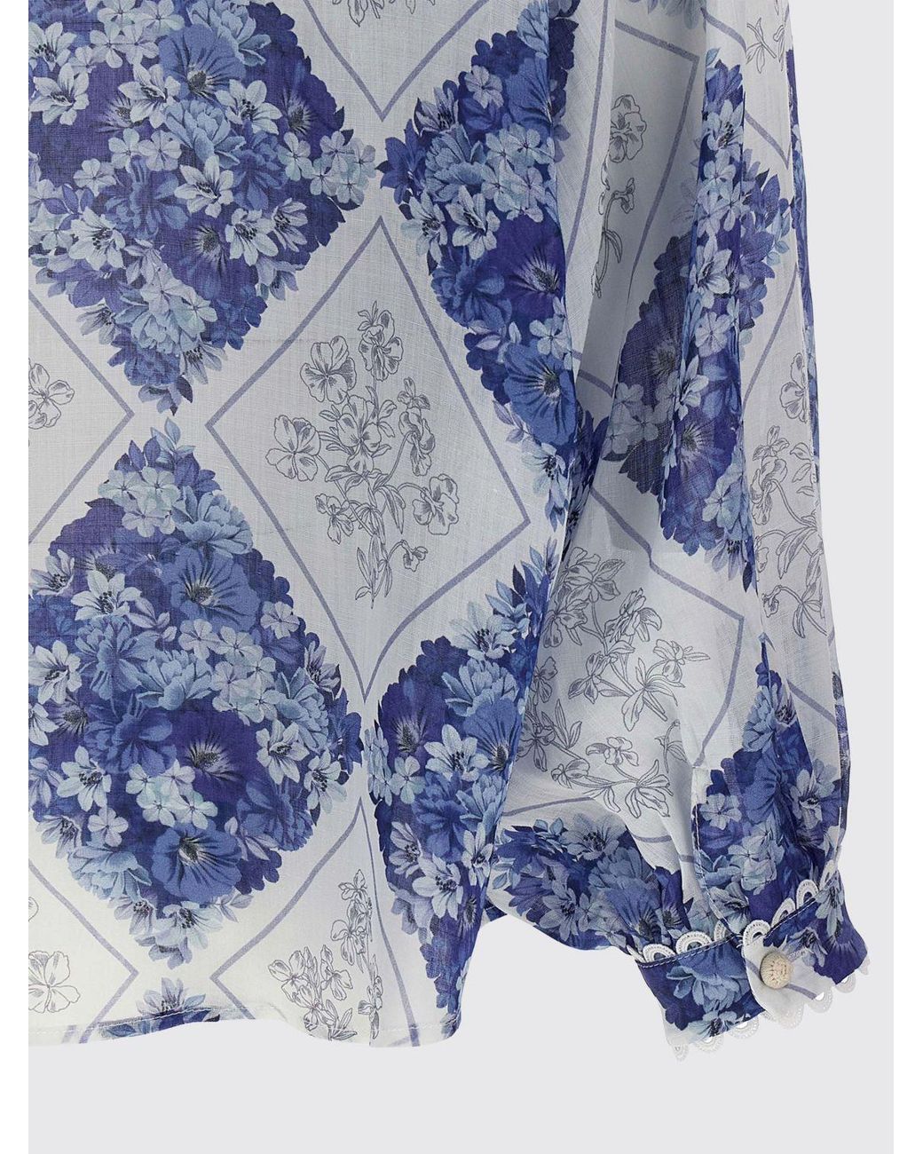 Twinset Blue Printed Ramie Shirt