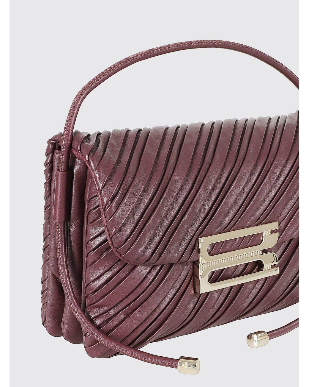 Victoria Beckham Purple Dorian Pleated Nappa Leather Handbag With Tubular Handle
