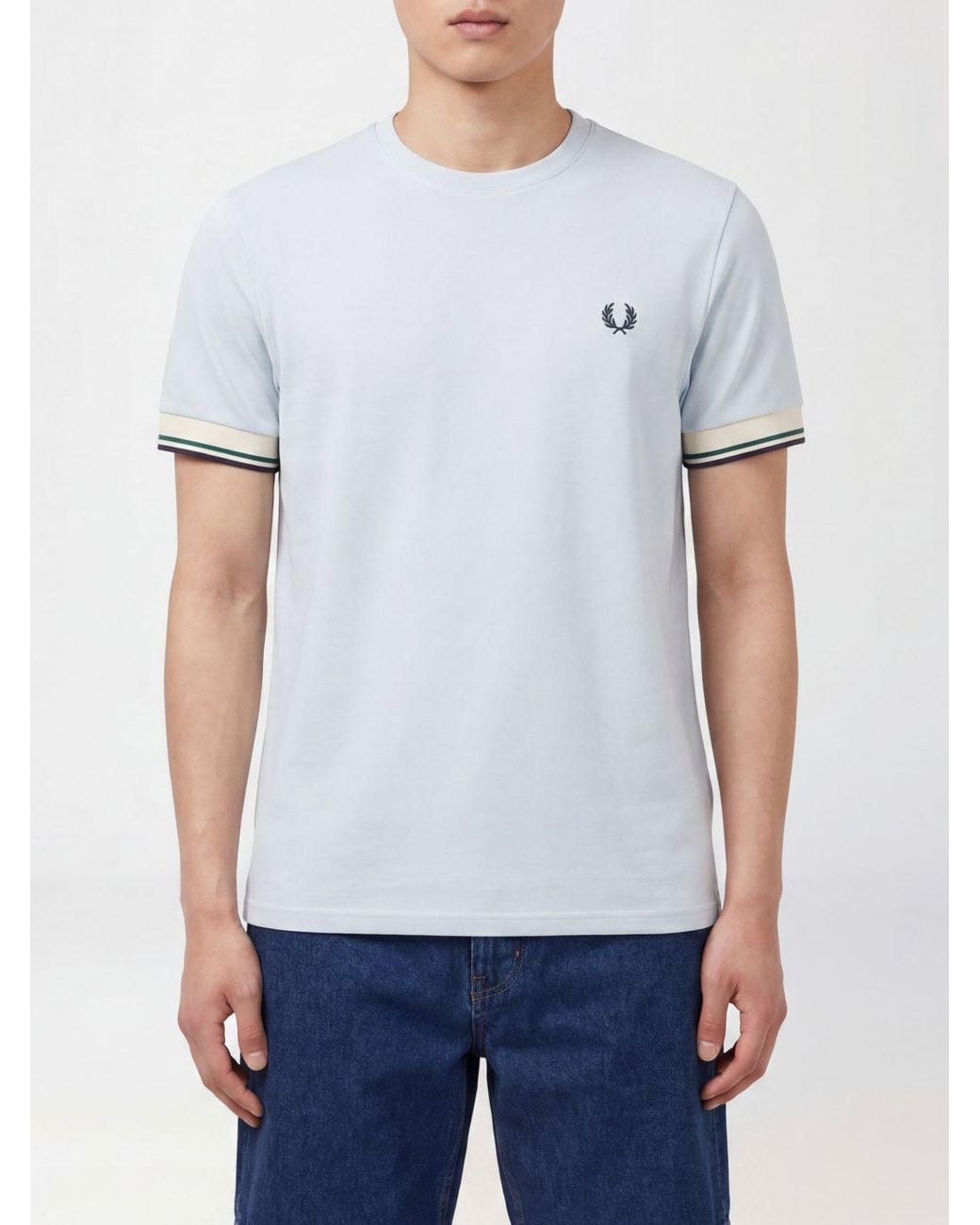 Fred Perry White Slim Fit Cotton T-Shirt With Contrast Tipping And Logo for men