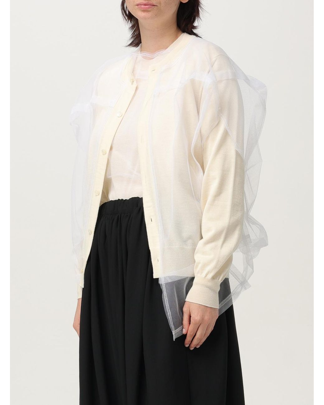 Comme des Garçons Natural Elegant Layered Cardigan With Button Closure Casual Outerwear