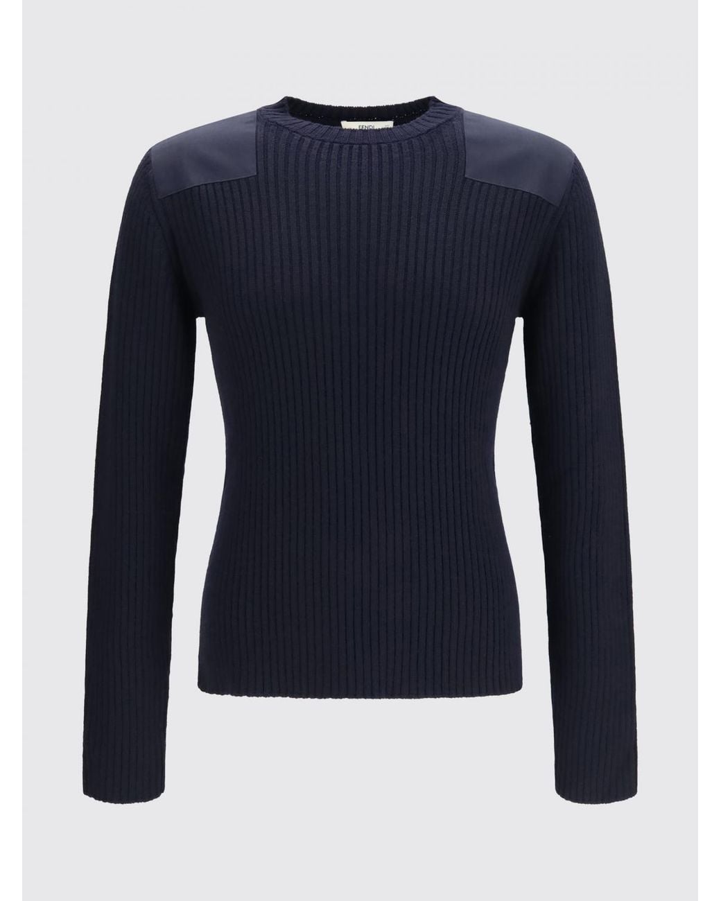 Fendi Langärmeliger Slim Fit Pullover Mit Rundhalsausschnitt Aus Feiner Baumwolle in Blue für Herren