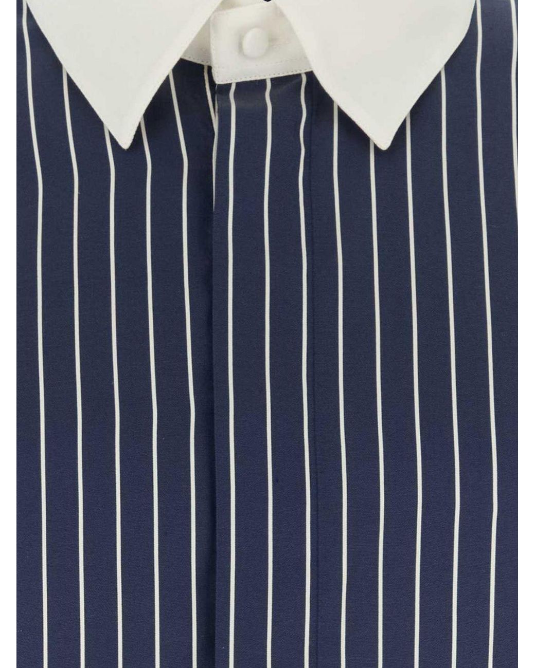 Tom Ford Blue Striped Slim Fit Pure Silk Shirt With French Collar for men
