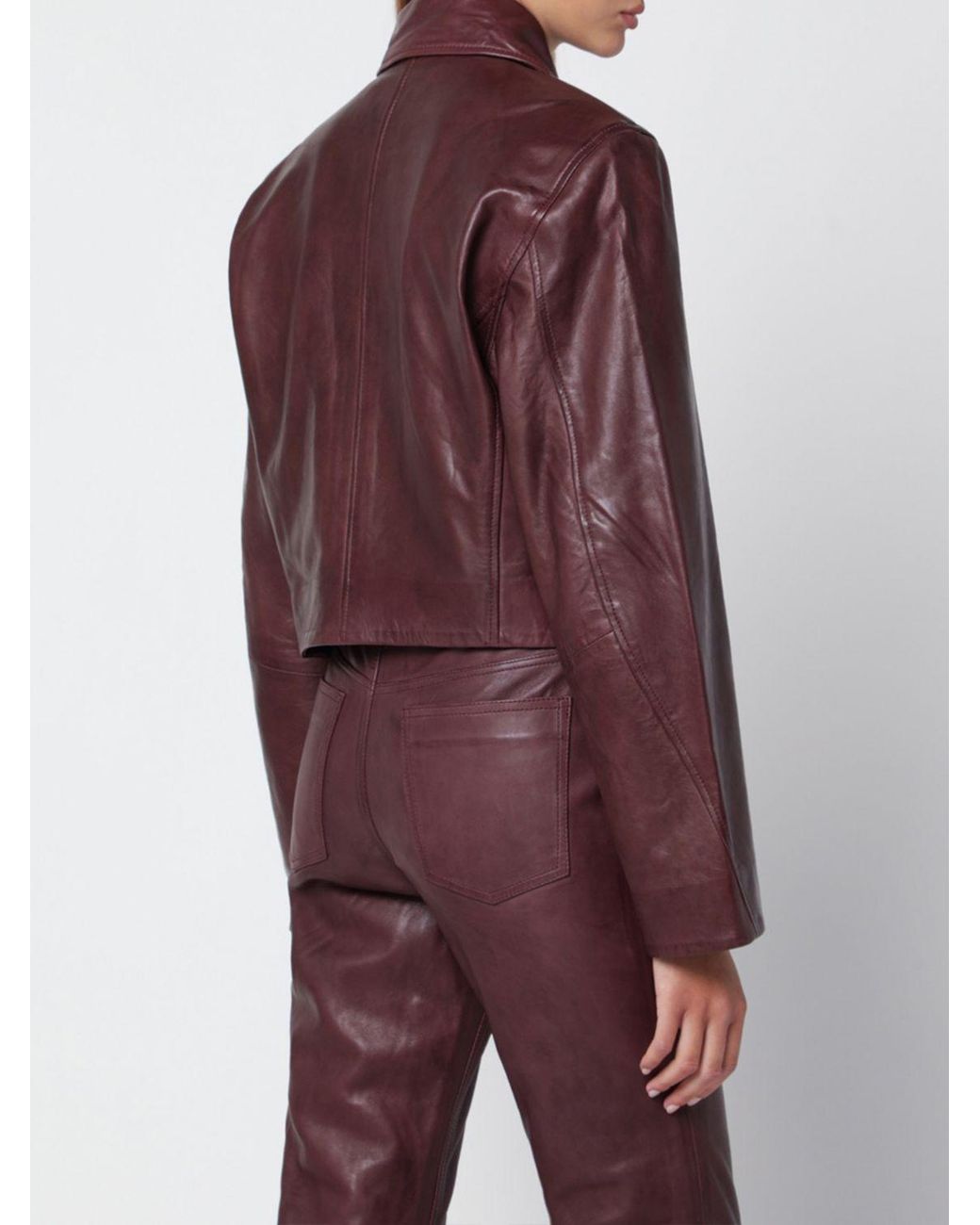 ROTATE BIRGER CHRISTENSEN Red Boxy Leather Jacket